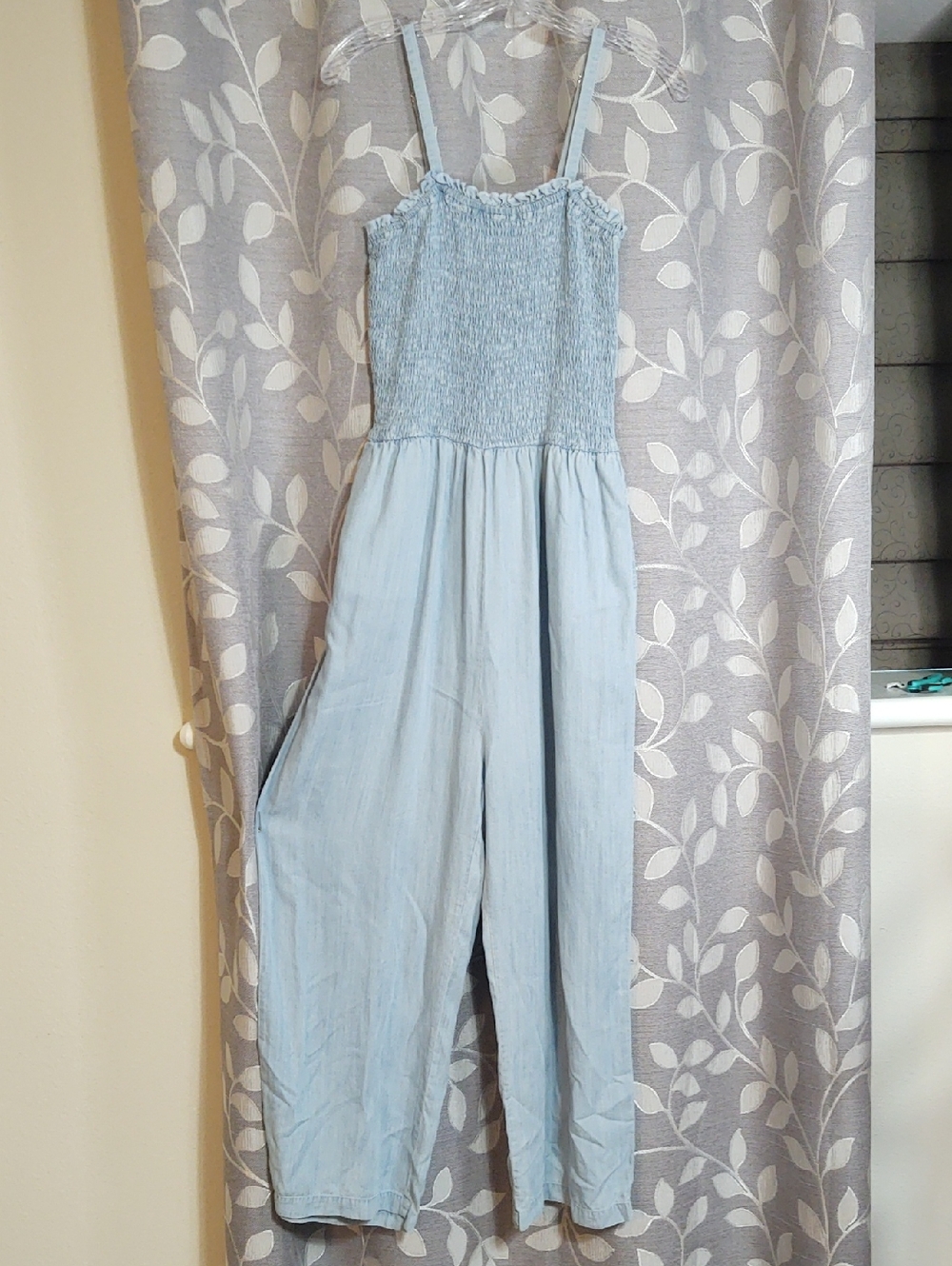 Dear John Light Blue Smocked Jumpsuit size L